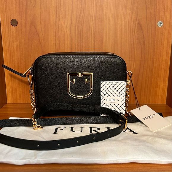 NWT FURLA BRAVA MINI CROSSBODY Black ONYX